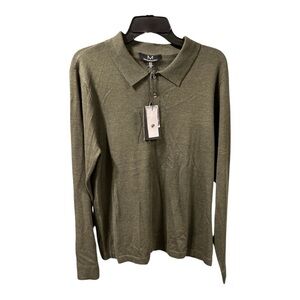 NWT Magaschoni Olive Green Long Sleeve Shirt Size M